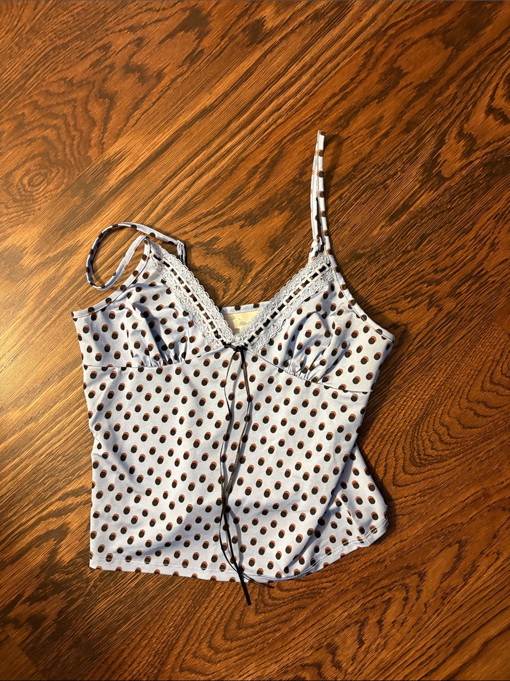 Kimchi Blue White Cami with Brown Polka Dots